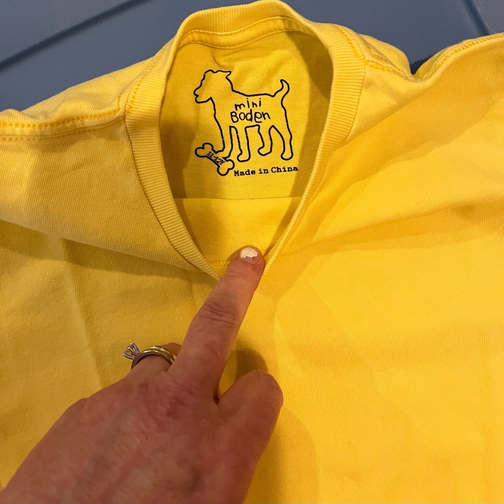 Mini Boden Yellow Classic Short Sleeved Tee Shirt